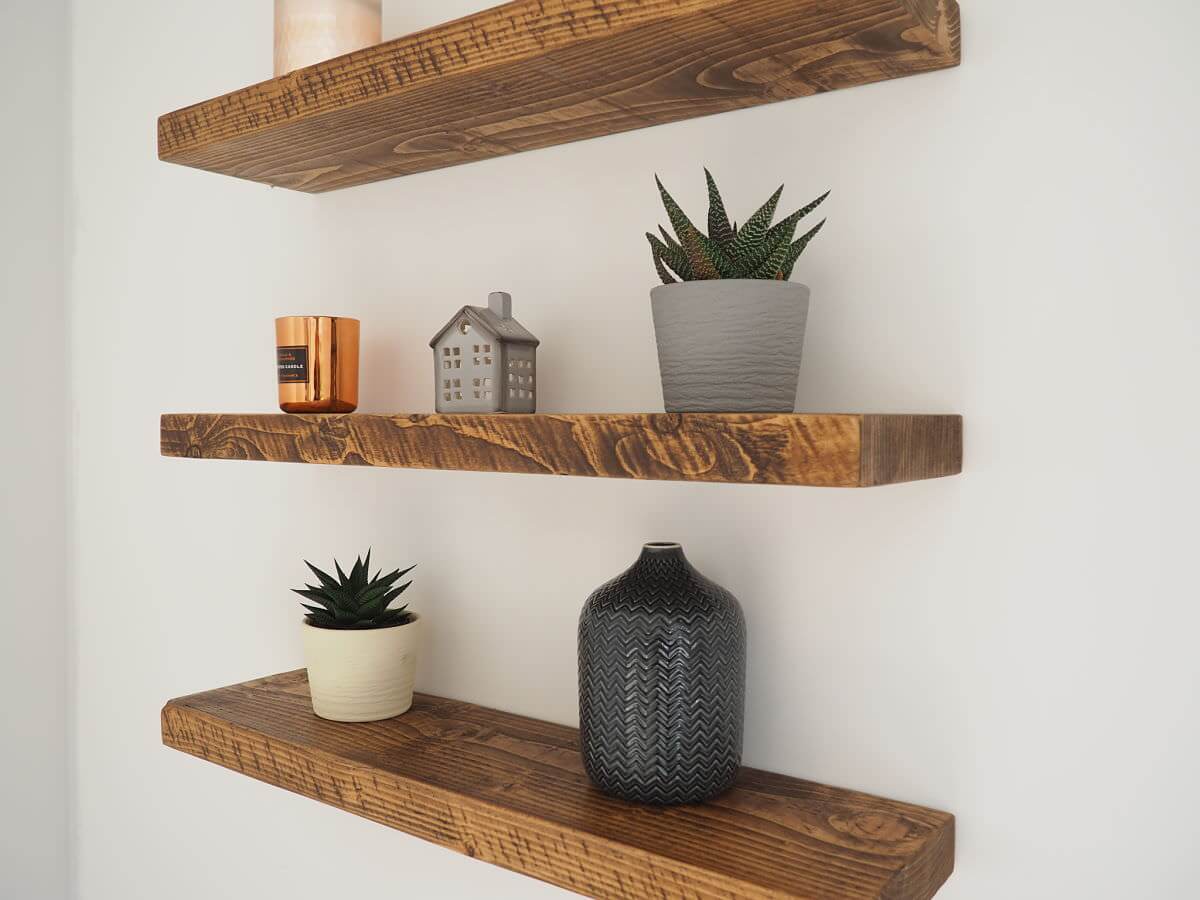Rustic Pine Floating Shelf for Plasterboard Walls Handcrafted Shelves