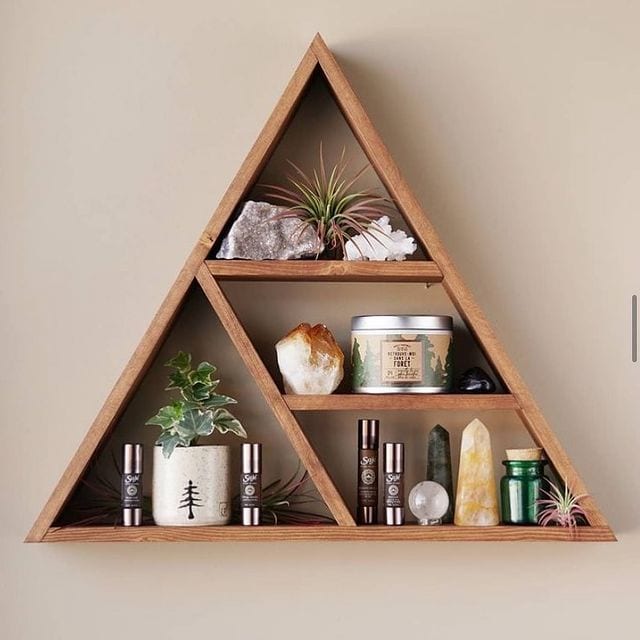 Triangle wooden floating shelf